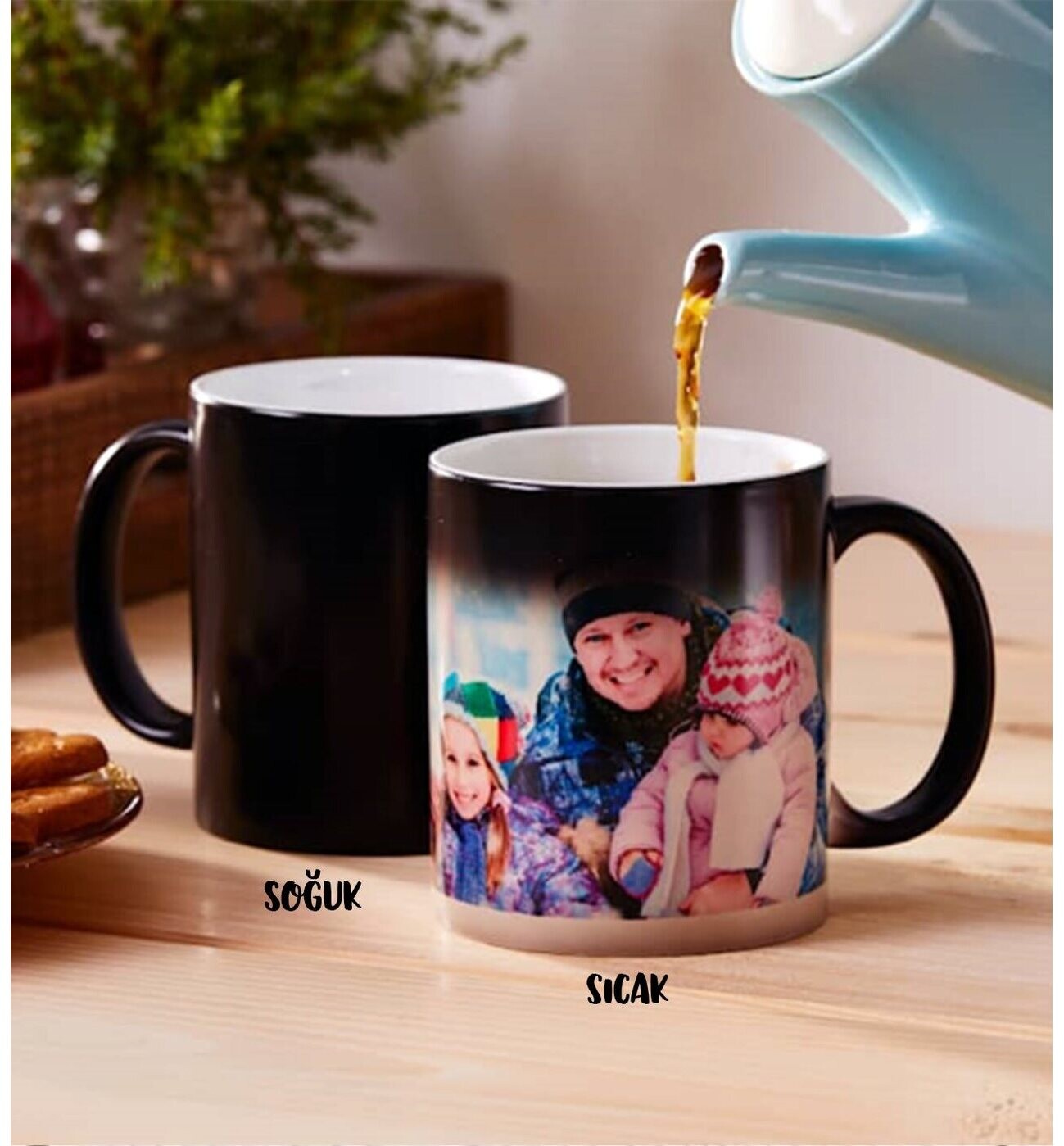 Kişiye Özel Sihirli 3 Fotoğraflı Kupa Filtre Kahve Hediye Seti One Hediye