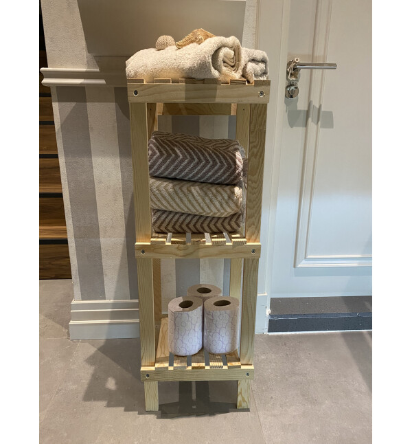 Ahşap 3 Raflı Banyo Düzenleyici Çok Amaçlı Mutfak Rafı Ayakkabılık Banyo Rafı Çiçeklik ve Saksılık Nat Mob151