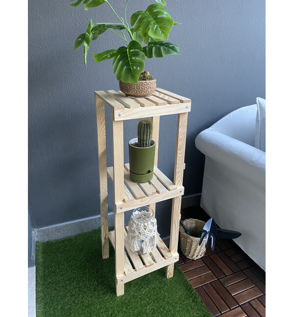 Ahşap 3 Raflı Banyo Düzenleyici Çok Amaçlı Mutfak Rafı Ayakkabılık Banyo Rafı Çiçeklik ve Saksılık Nat Mob151