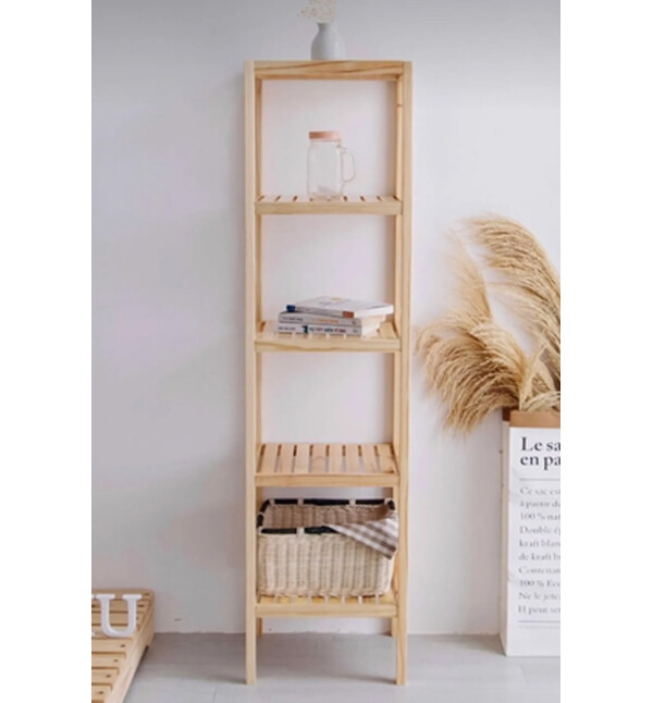 Natural Ahşap 5 Raflı Açık Banyo Dolabı Banyo Düzenleyici ve Kitaplık Salon Düzenleyici Raf Mob111