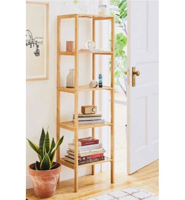 Natural Ahşap 5 Raflı Açık Banyo Dolabı Banyo Düzenleyici ve Kitaplık Salon Düzenleyici Raf Mob111