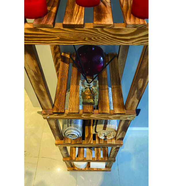 Ahşap 5 Raflı Açık Banyo Dolabı Banyo Düzenleyici ve Kitaplık Salon Düzenleyici Raf Mob114