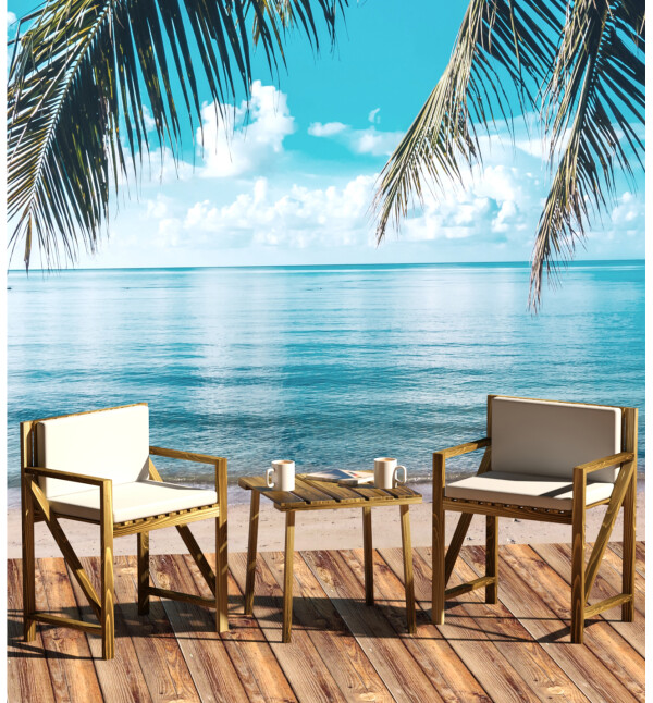 Ahşap Balkon Bahçe Teras 2 Tekli Koltuk 1 Sehpa Mindersiz Set Bahçe Mobilyası mob228