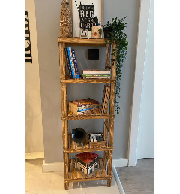 Ahşap Banyo Düzenleyici 5 Raflı Banyo Dolabı Çok Amaçlı Dolap Kitaplık Ykm Mob177