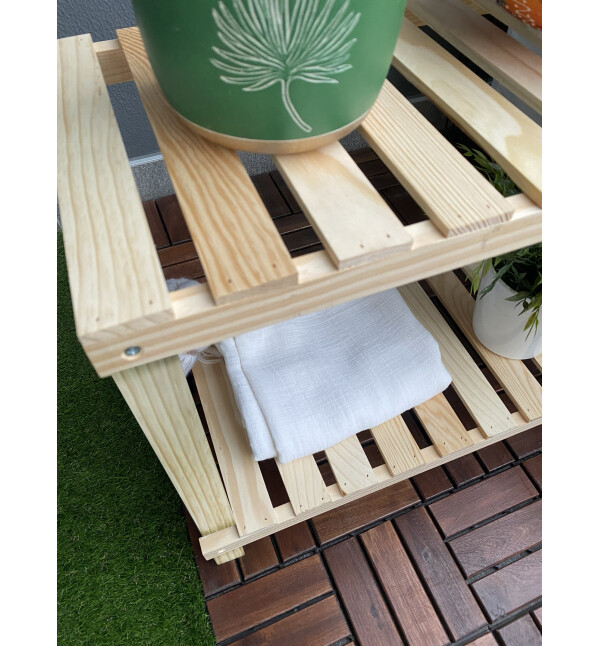 Ahşap Banyo Rafı 2 Katlı Banyo Düzenleyici Raf Saksılık Çiçeklik ve Çok Amaçlı Organizer mob150