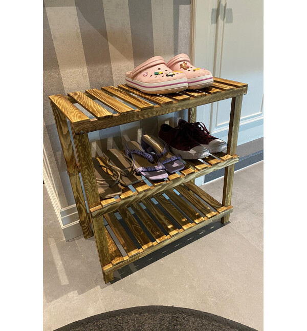 Ahşap Banyo Rafı 3 Katlı Banyo Düzenleyici Ayakkabılık  Açık Dolap Çok Amaçlı Organizer ve Çiçeklik Saksı mob117