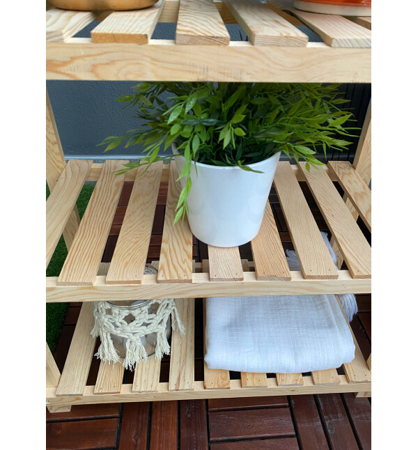 Ahşap Banyo Rafı 3 Katlı Banyo Düzenleyici Raf Kitaplık Ayakkabılık Çiçeklik ve Saksılık Çok Amaçlı Organizer mob144