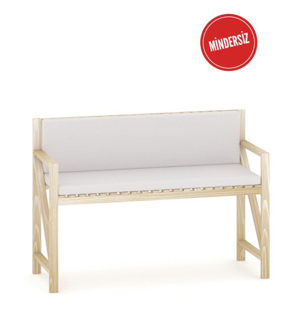 Ahşap Çiftli Koltuk Mindersiz Balkon Bahçe Teras Sandalyesi nat mob233