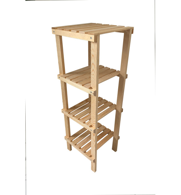 Ahşap Natural 4 Katlı Banyo Rafı Havluluk Banyo Düzenleyici ve Çiçeklik Saksılık Mob103