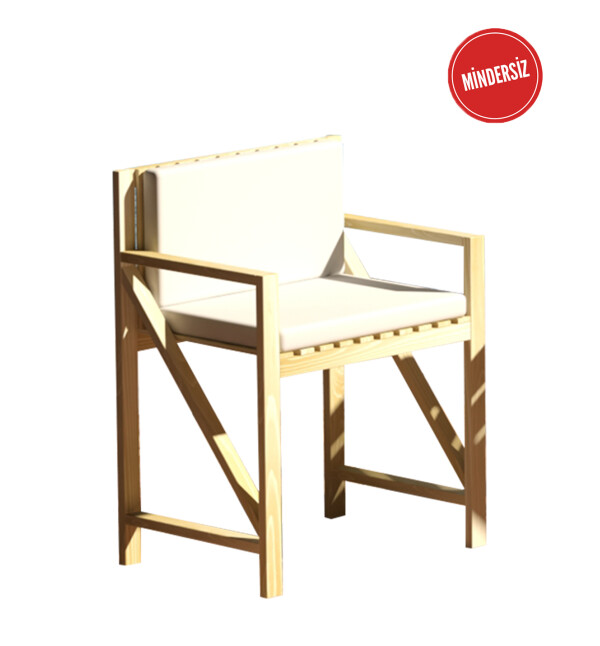 Ahşap Tekli Koltuk Mindersiz Balkon Bahçe Teras Sandalyesi nat mob231