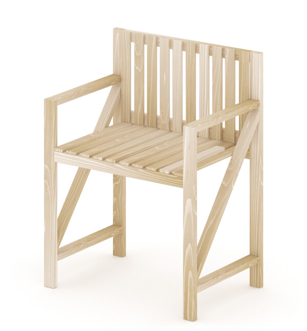 Ahşap Tekli Koltuk Mindersiz Balkon Bahçe Teras Sandalyesi nat mob231