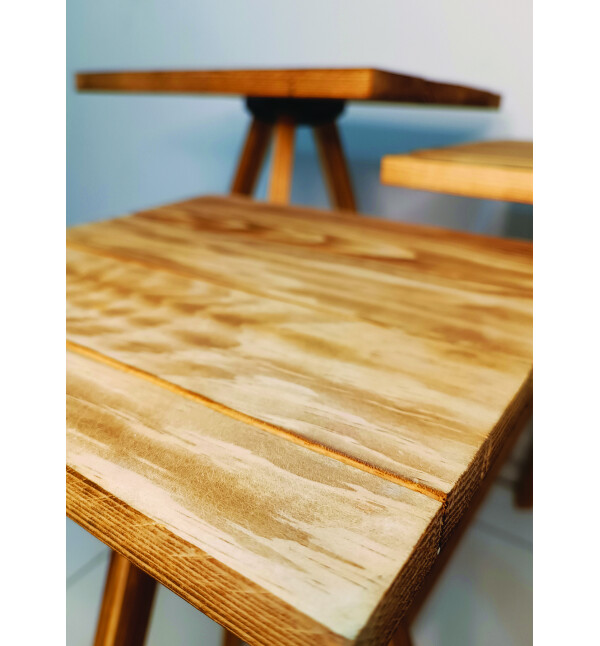 Ahşap Zigon Sehpa 3lü Masif Kare Zigon Sehpa Mob169