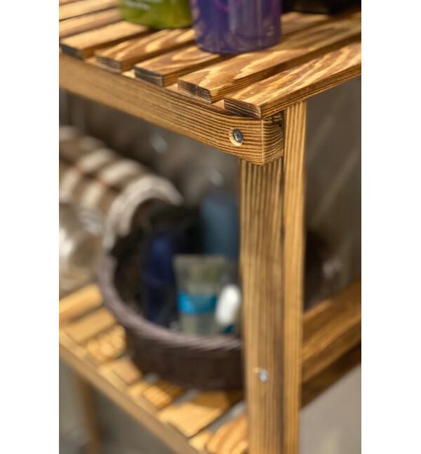 Çamaşır Makinesi Üstü ve Klozet Üstü  Düzenleyici Dolap Ahşap Banyo Dolabı 2 Raflı Banyo Rafı Düzenleyici Mob176