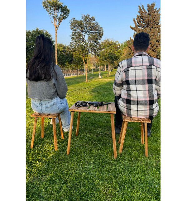 Çantalı Kamp Ve Piknik Masa Sandalye Seti Ahşap Katlanabilir Taşınabilir Masa Sandalye Ykm Mob191
