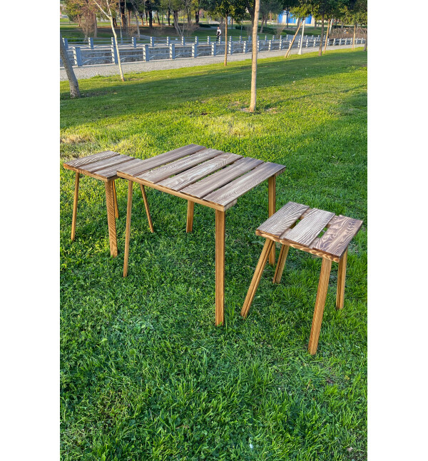 Çantalı Kamp Ve Piknik Masa Sandalye Seti Ahşap Katlanabilir Taşınabilir Masa Sandalye Ykm Mob191