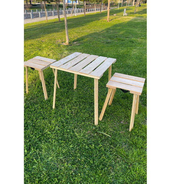 Çantalı Kamp Ve Piknik Masa Sandalye Seti Ahşap Katlanabilir Natural Taşınabilir Masa Sandalye Mob192