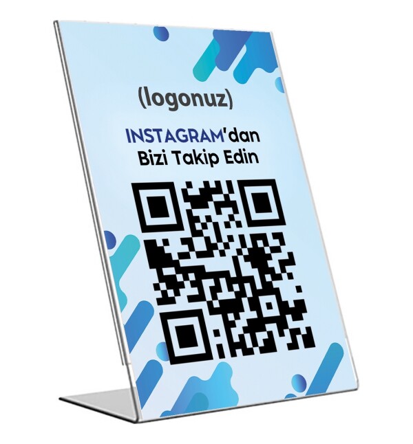 Firmalara Özel Tasarlanabilen Şirket Logosu ve Qr Kod Basılan Menü, Sosyal Medya Hesabı Masaüstü Çerçeve