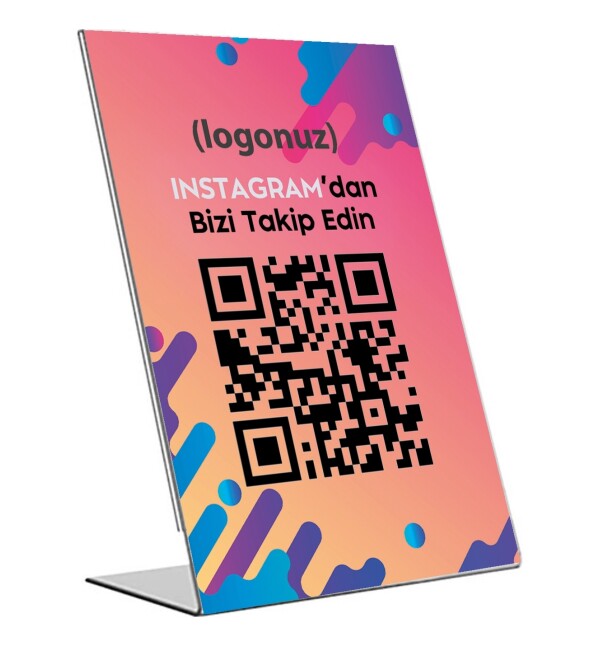 Firmalara Özel Tasarlanabilen Şirket Logosu ve Qr Kod Basılan Menü, Sosyal Medya Hesabı Masaüstü Çerçeve