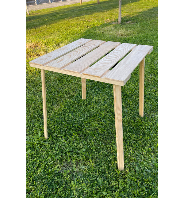 Katlanır Kamp ve Piknik Masası Ahşap Çantalı 50x50cm Balkon Bahçe Masası Nat mob189
