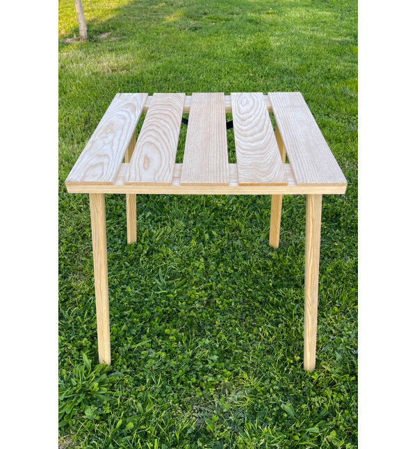 Katlanır Kamp ve Piknik Masası Ahşap Çantalı 50x50cm Balkon Bahçe Masası Nat mob189