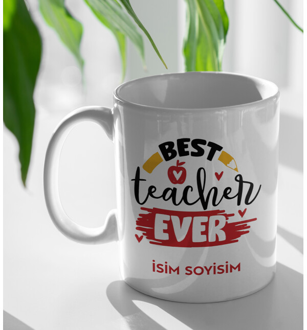 Kendin Tasarla Kişiye Özel Fotoğraflı İsimli En İyi Öğretmen Tasarım Kupa Bardak