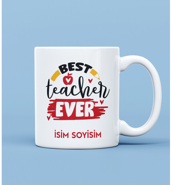 Kendin Tasarla Kişiye Özel Fotoğraflı İsimli En İyi Öğretmen Tasarım Kupa Bardak
