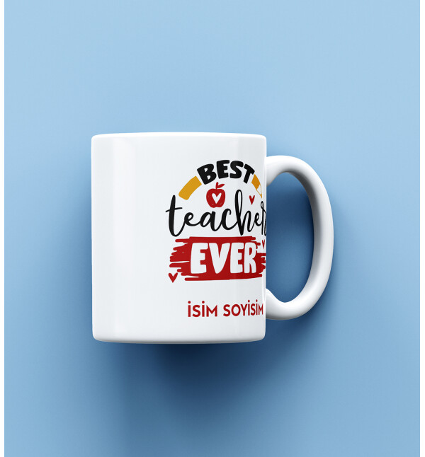 Kendin Tasarla Kişiye Özel Fotoğraflı İsimli En İyi Öğretmen Tasarım Kupa Bardak