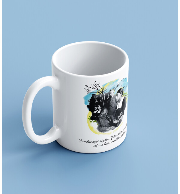 Kendin Tasarla Kişiye Özel İsimli Atatürk Tasarımlı Öğretmene Kupa Bardak