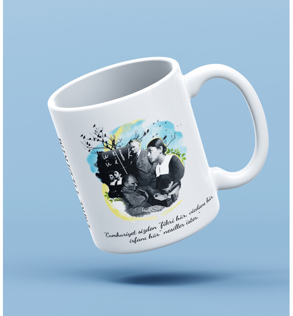 Kendin Tasarla Kişiye Özel İsimli Atatürk Tasarımlı Öğretmene Kupa Bardak