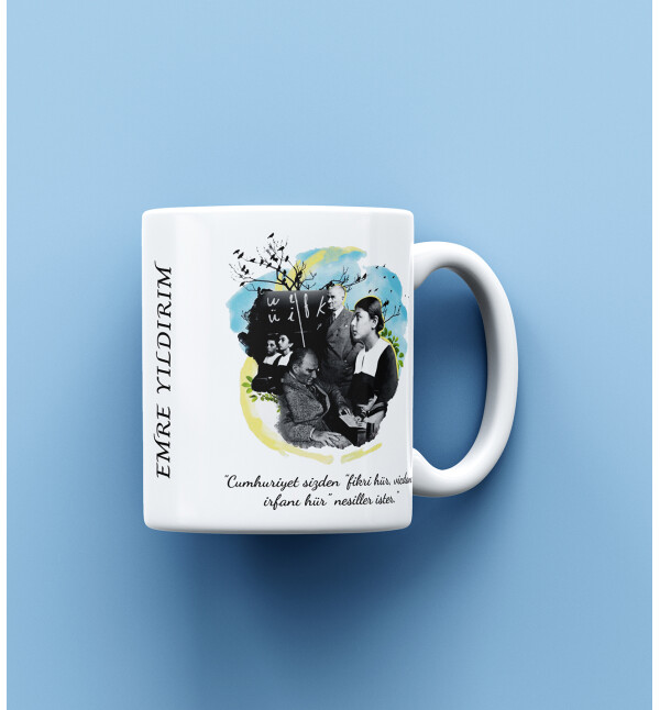 Kendin Tasarla Kişiye Özel İsimli Atatürk Tasarımlı Öğretmene Kupa Bardak