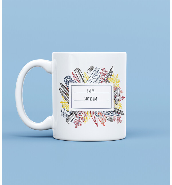 Kendin Tasarla Kişiye Özel İsimli Etiket Tasarımlı Öğretmene Kupa Bardak