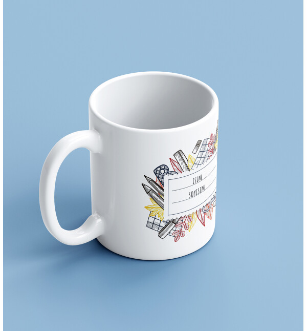 Kendin Tasarla Kişiye Özel İsimli Etiket Tasarımlı Öğretmene Kupa Bardak