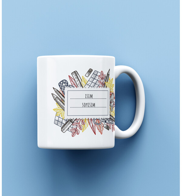 Kendin Tasarla Kişiye Özel İsimli Etiket Tasarımlı Öğretmene Kupa Bardak