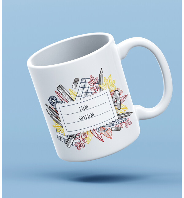 Kendin Tasarla Kişiye Özel İsimli Etiket Tasarımlı Öğretmene Kupa Bardak