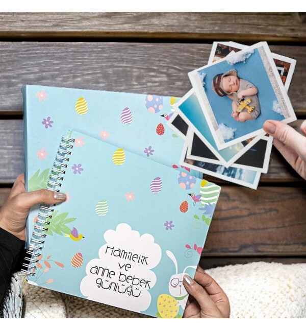Kişiye Özel 10 Fotoğraflı Hamilelik Ve Anne Bebek Günlüğü - Anı Defteri Baby Shower Bebek Hediyesi