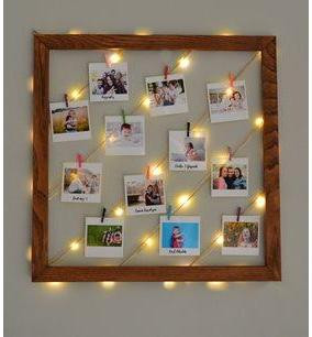 Kişiye Özel 12 Fotoğraflı Kare Doğal Ahşap Fotoğraf Çerçevesi