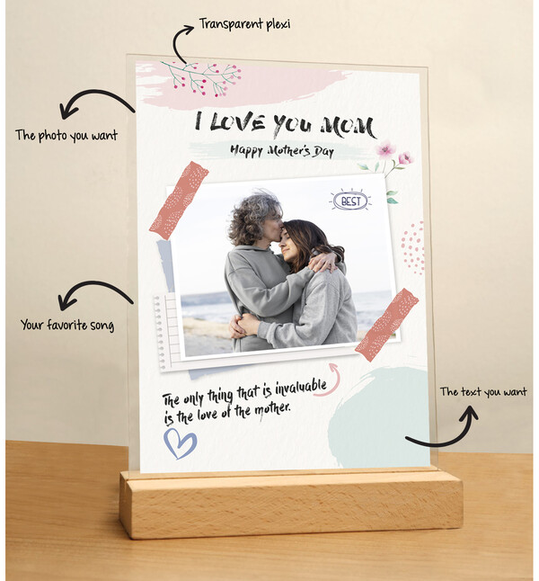 Kişiye Özel Anne Temalı Fotoğraflı Mesajlı Pleksi Masaüstü Plak 17x10cm