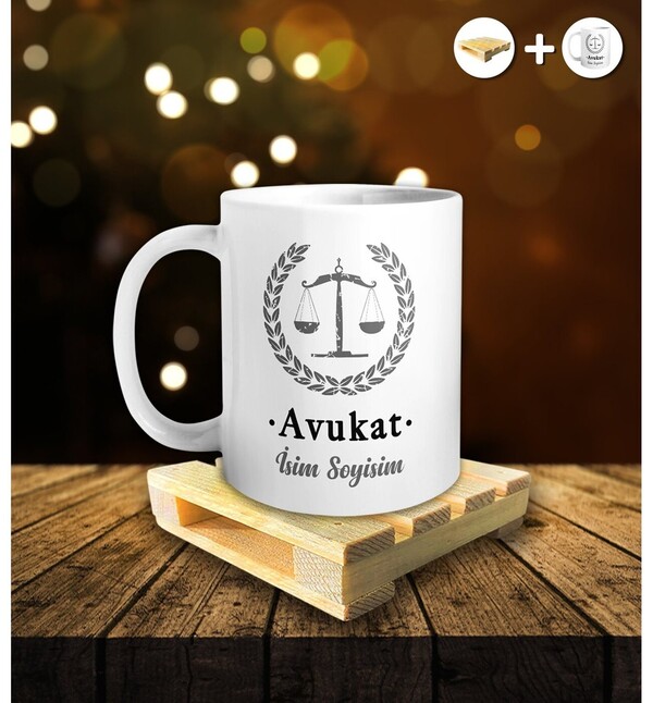 Kişiye Özel Avukat Kupa Palet Bardak Altlığı Hediyeli Kupa Bardak oh777