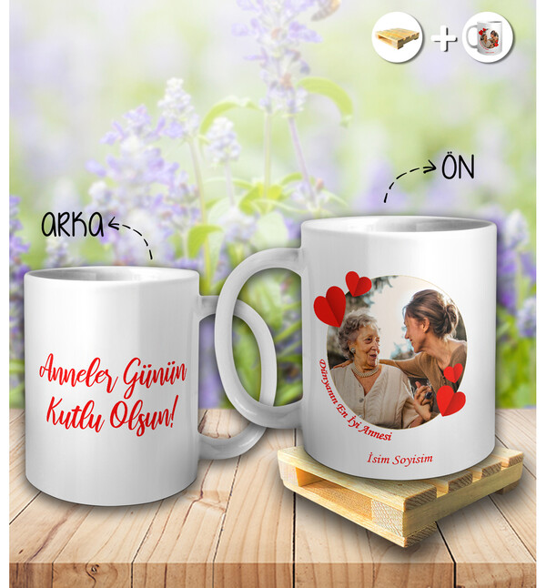 Kişiye Özel En Güzel Anne Kupa Palet Bardak Altlığı Hediyeli 2