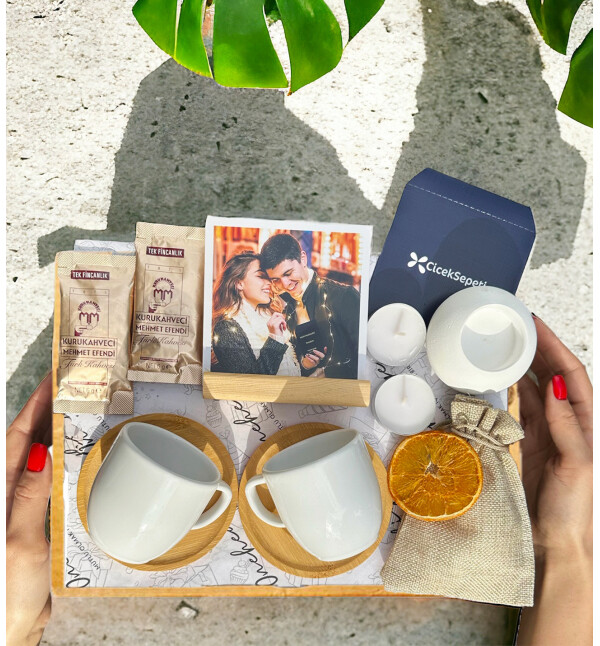 Kişiye Özel Fotoğraflı 2 li Porselen Fincan Takımı Hediye Kutusu