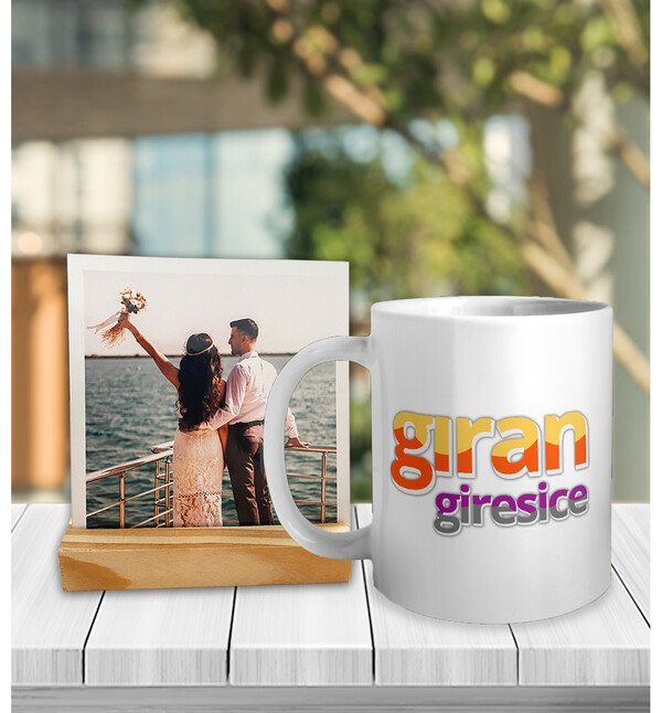Kişiye Özel Fotoğraflı Ege Şivesi Gıran Giresice Kupa ve Fotoğraf Çerçeveli Hediye Seti oh892