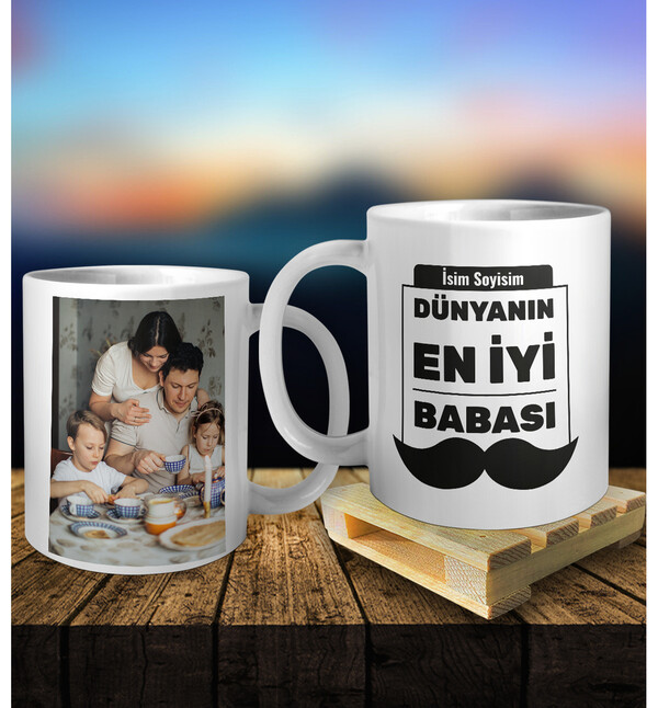 Kişiye Özel Fotoğraflı İsimli ve Mesajlı Kupa Palet Bardak Altlığı Hediyeli Kupa Bardak oh844
