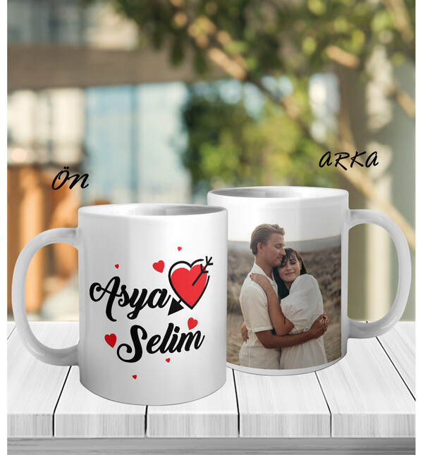 Kişiye Özel Fotoğraflı İsimli ve Sevgili Temalı Kupa ve Fotoğraf Çerçeveli Hediye Seti oh870