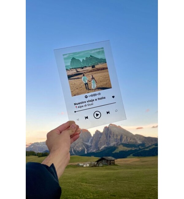 Kişiye Özel Fotoğraflı Spotify Şarkı Barkodlu Masaüstü Plak