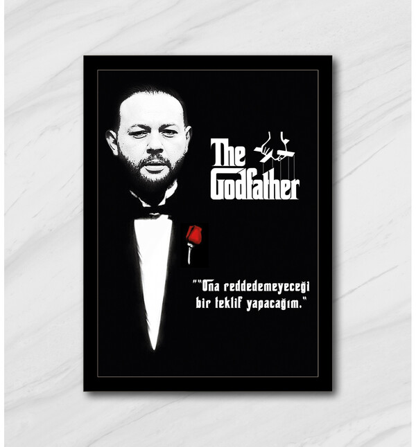 Kişiye Özel Fotoğraflı ve Mesajlı Godfather Baba Tasarımlı 21x30 Siyah Çerçeve oh970