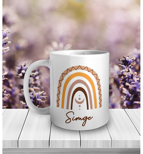 Kişiye Özel İsimli Gökkuşağı Tasarımlı Kupa Bardak