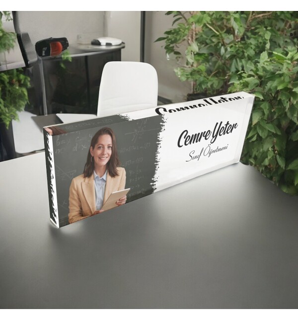 Kişiye Özel Kendin Tasarla Fotoğraflı Meslek Ünvan Masaüstü İsimlik Ofis Hediyesi