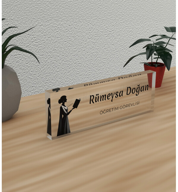 Kişiye Özel Kendin Tasarla Öğretim Görevlisi Öğretmene Meslek Ünvan Masa Üstü İsimlik