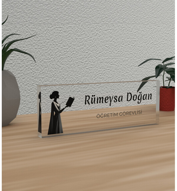 Kişiye Özel Kendin Tasarla Öğretim Görevlisi Öğretmene Meslek Ünvan Masa Üstü İsimlik