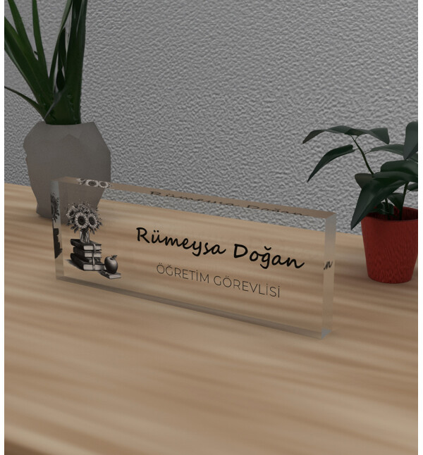 Kişiye Özel Kendin Tasarla Öğretim Görevlisi Öğretmene Meslek Ünvan Masa Üstü İsimlik